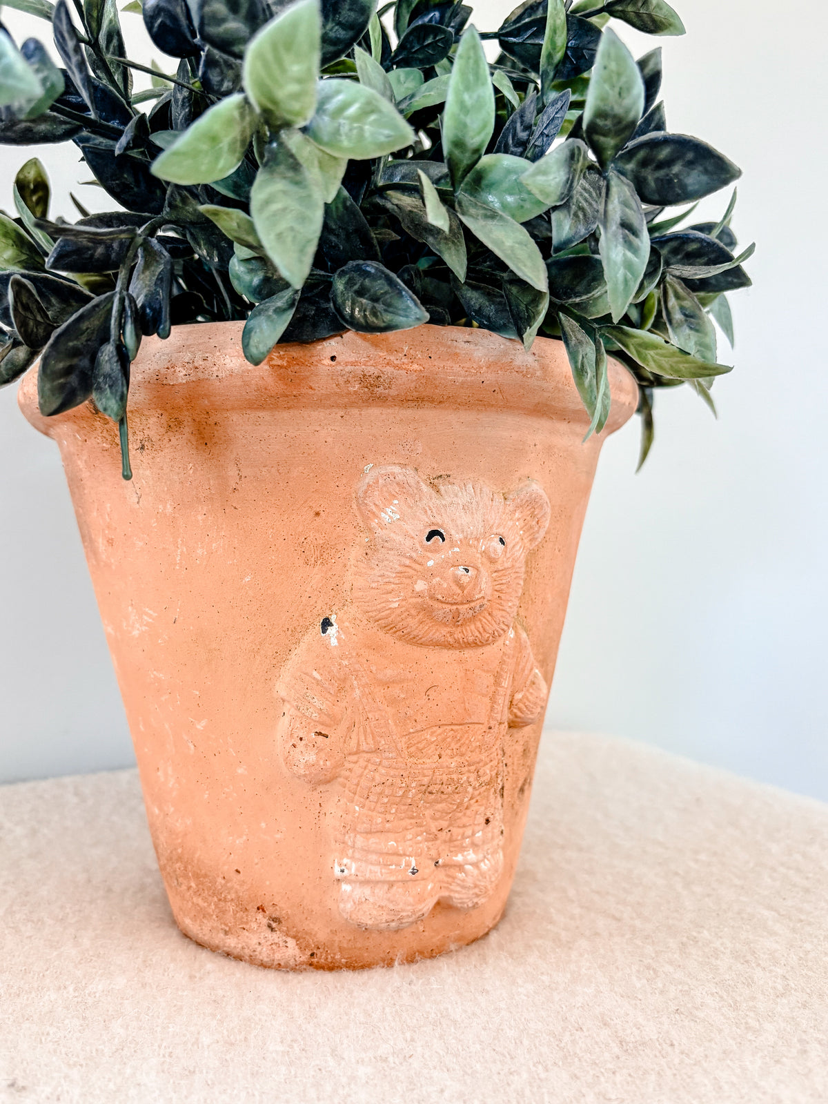Vintage Teddy Terracotta Pot