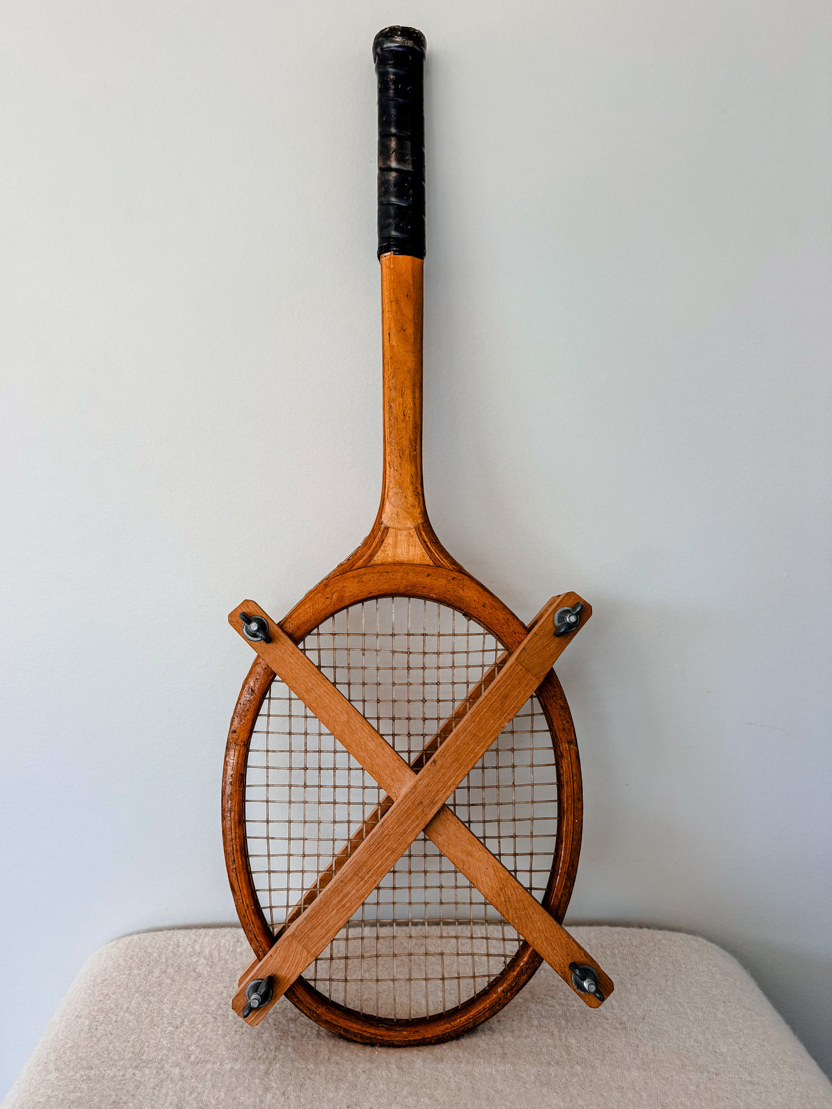 Vintage Badminton Racket & Wooden Stretcher