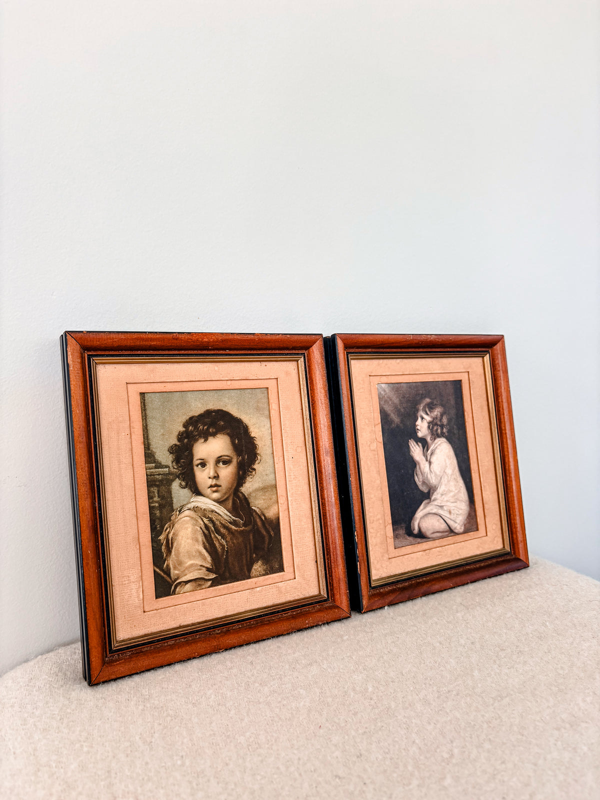 Old Prints on Satin Framed