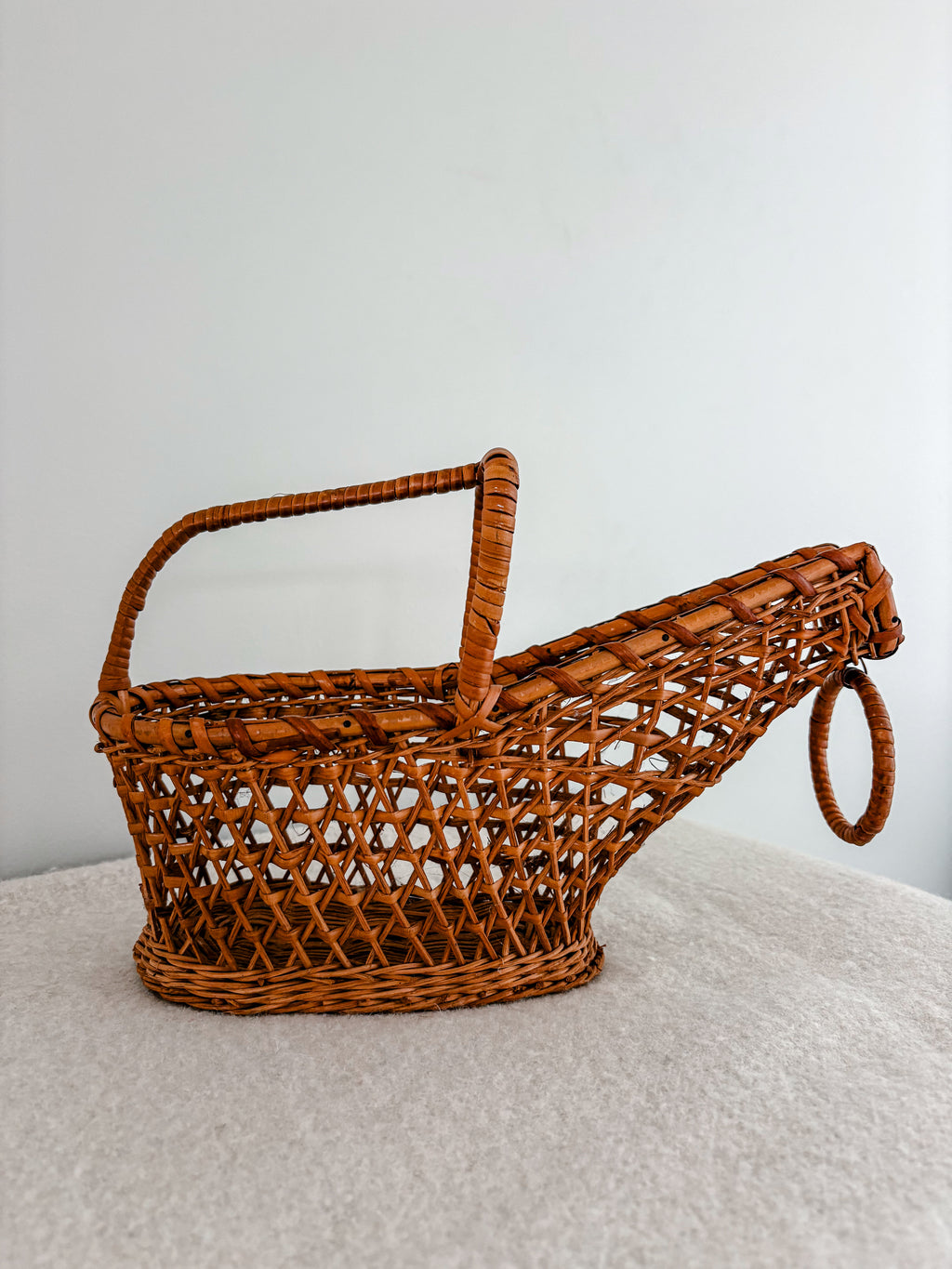 Vintage Wicker Wine Bottle Cradle