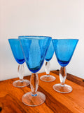Four Hand Blown Artland Iris Blue Goblets