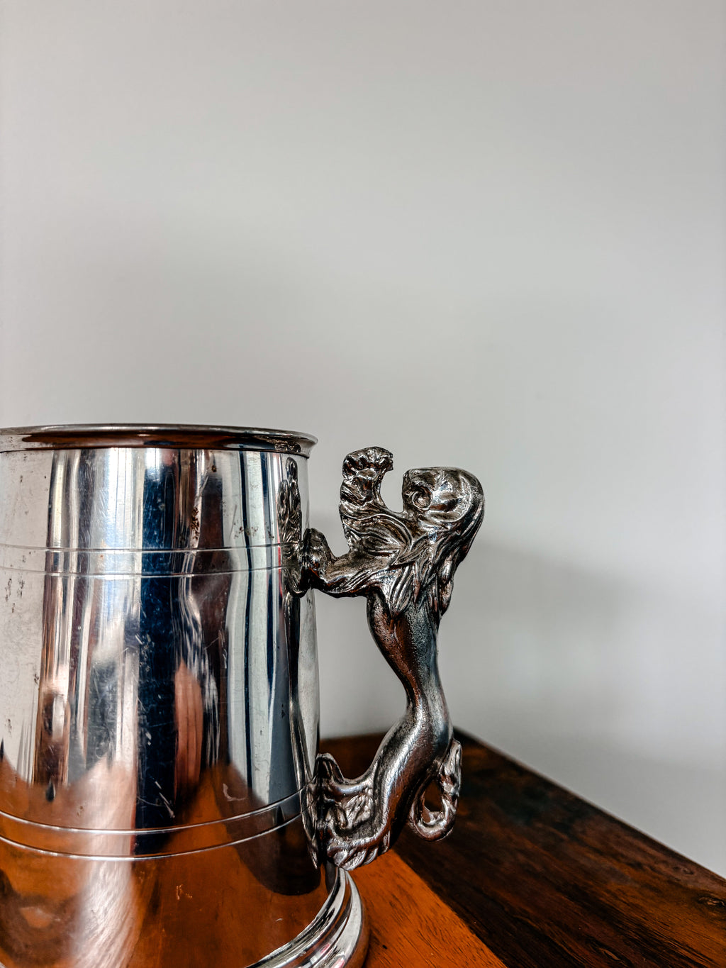 English Pewter Lion Handle