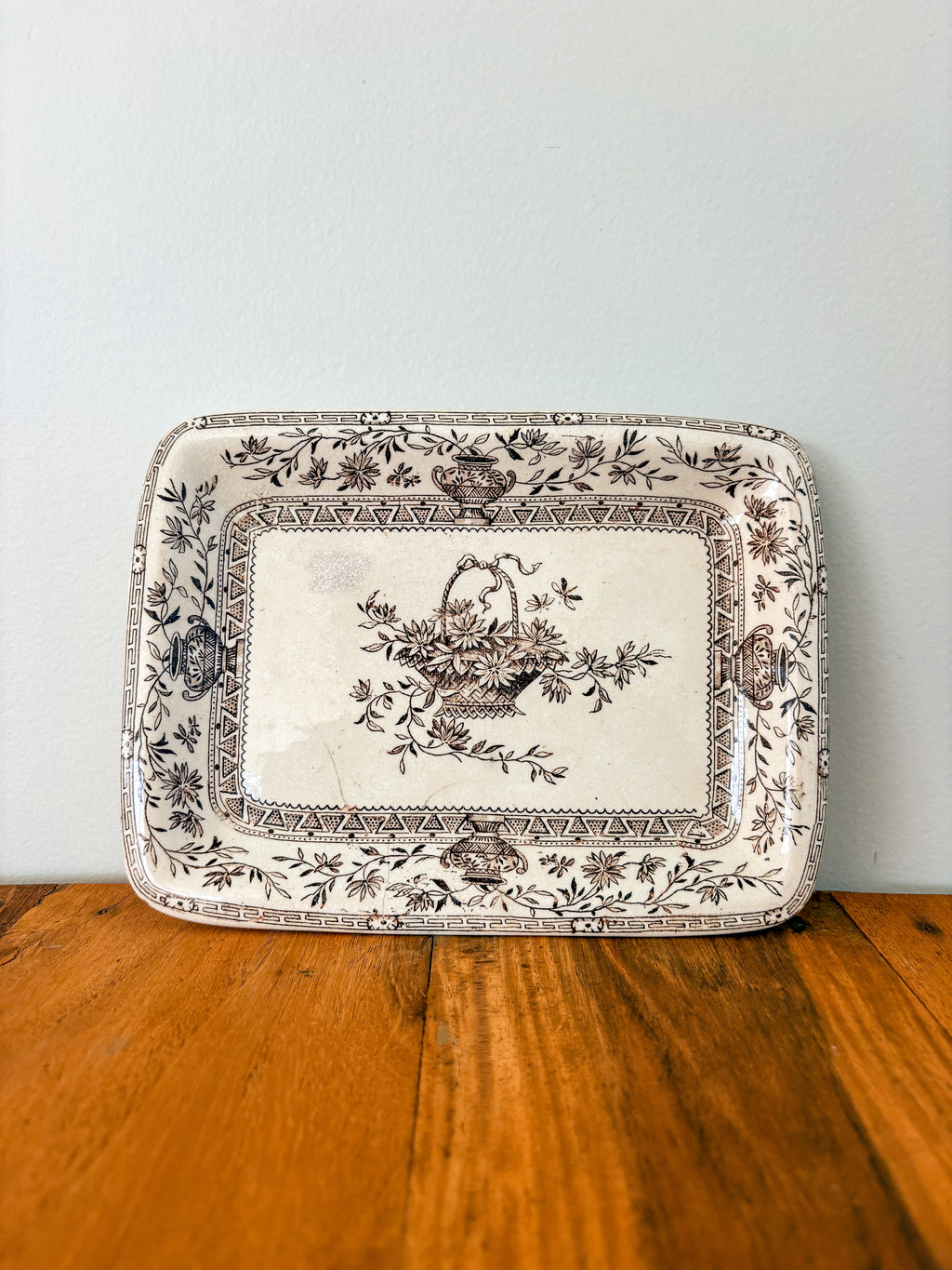 Antique Honfleur Stoneware Dish