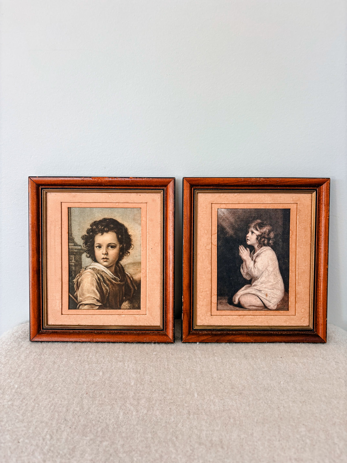 Old Prints on Satin Framed