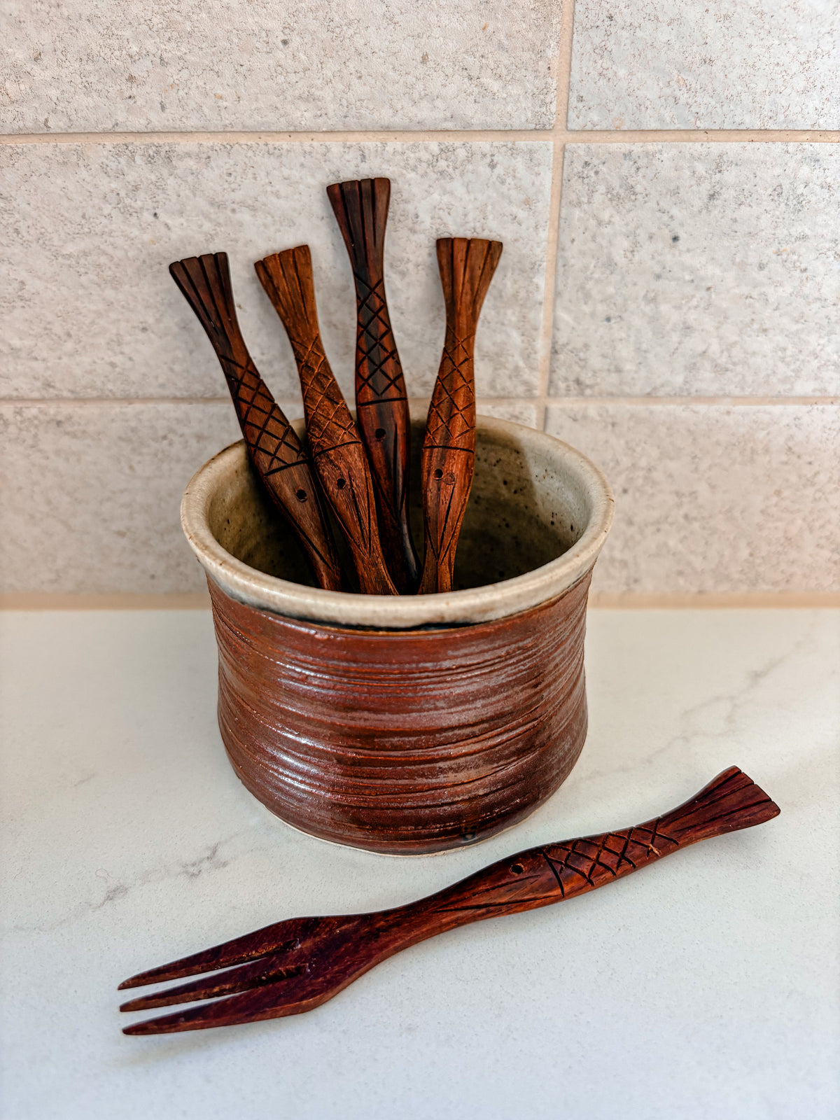 Portugal Hand Carved Fish Forks