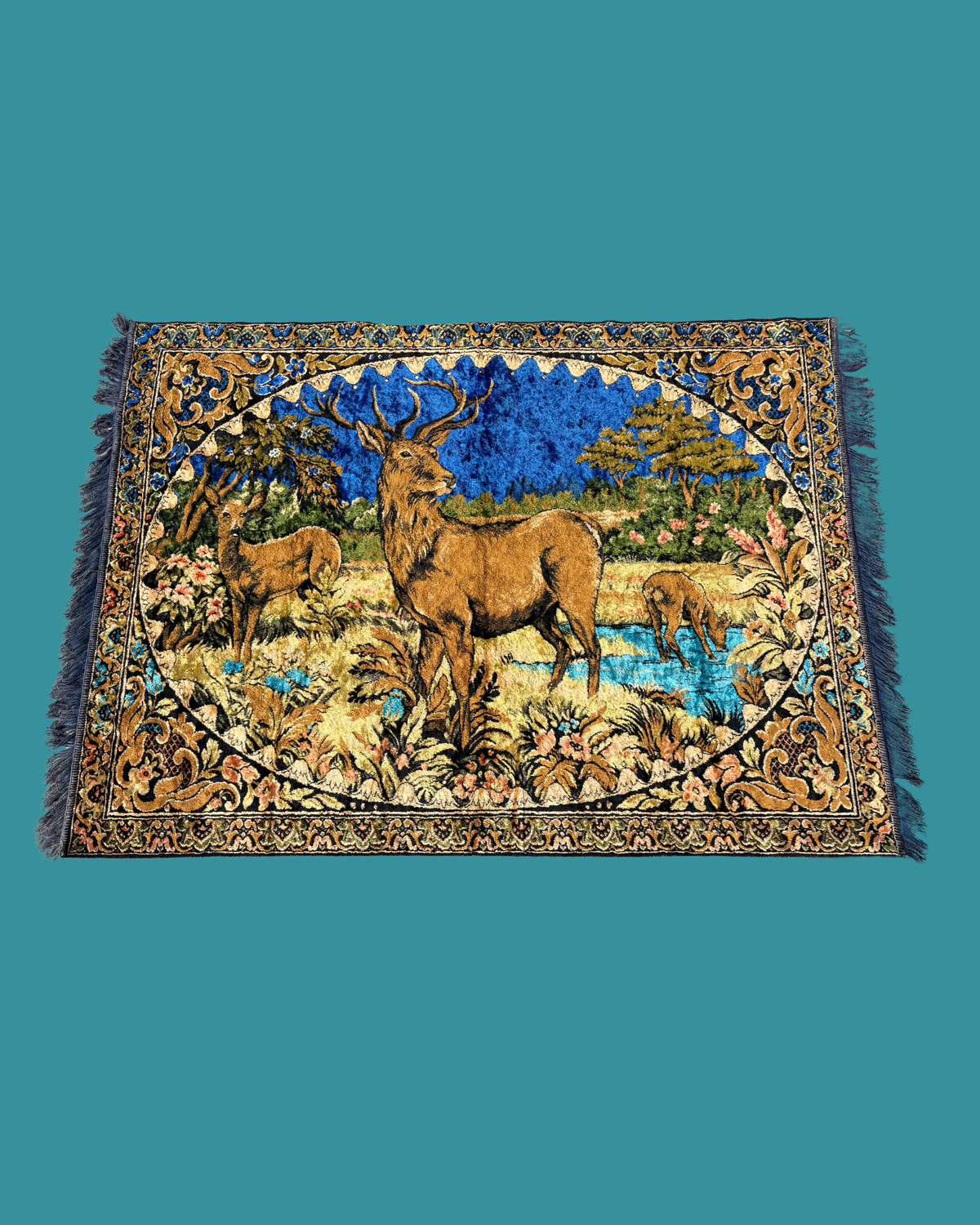 Vintage Deer Tapestry Rug