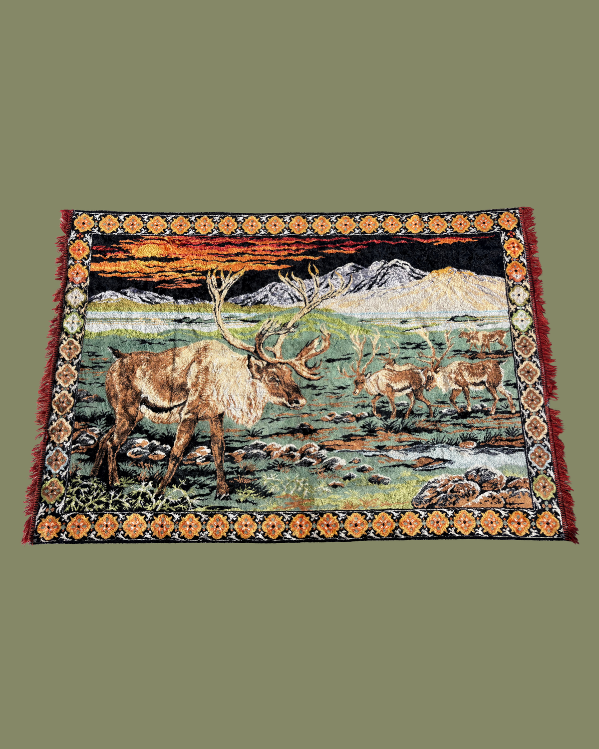 Vintage Deer Tapestry Rug