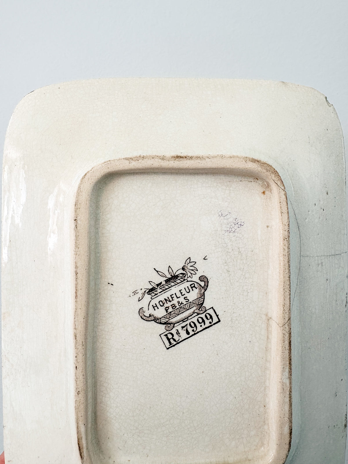 Antique Honfleur Stoneware Dish