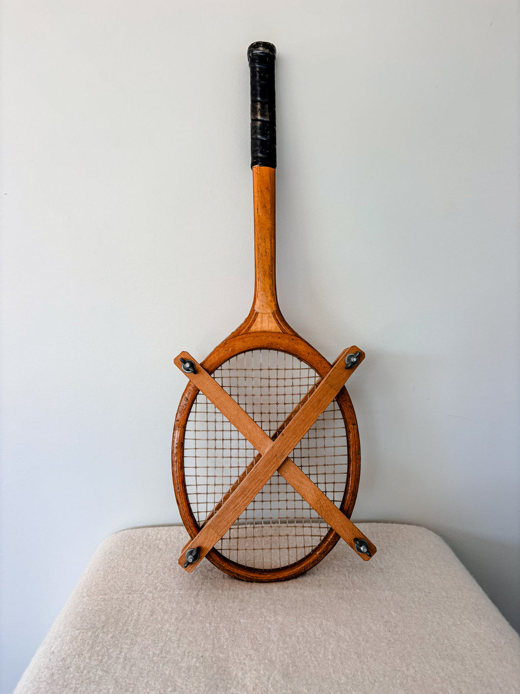 Vintage Badminton Racket & Wooden Stretcher