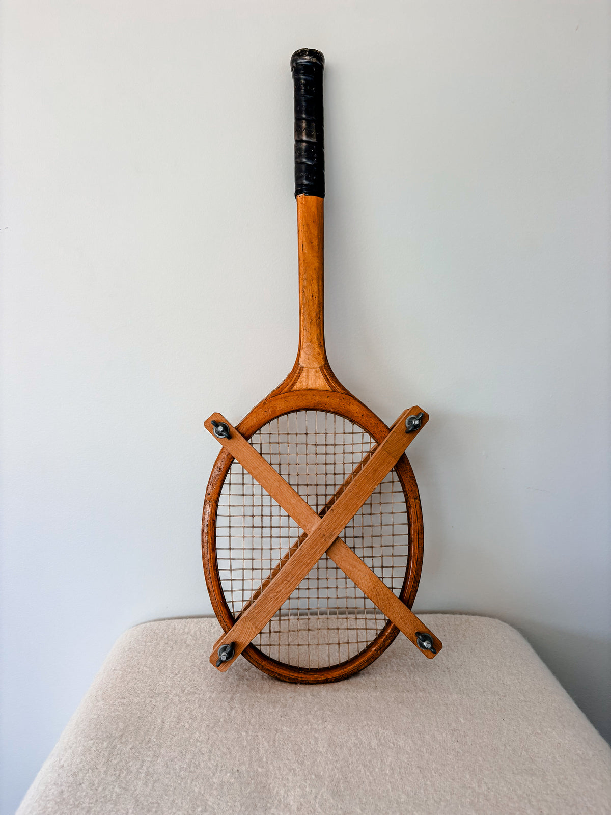 Vintage Badminton Racket & Wooden Stretcher