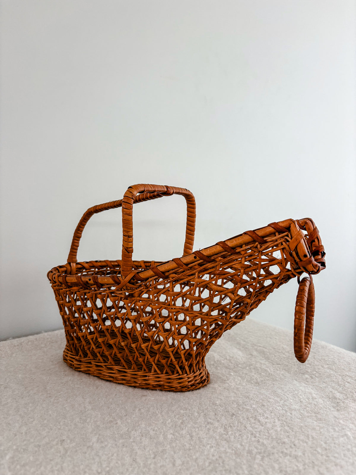 Vintage Wicker Wine Bottle Cradle