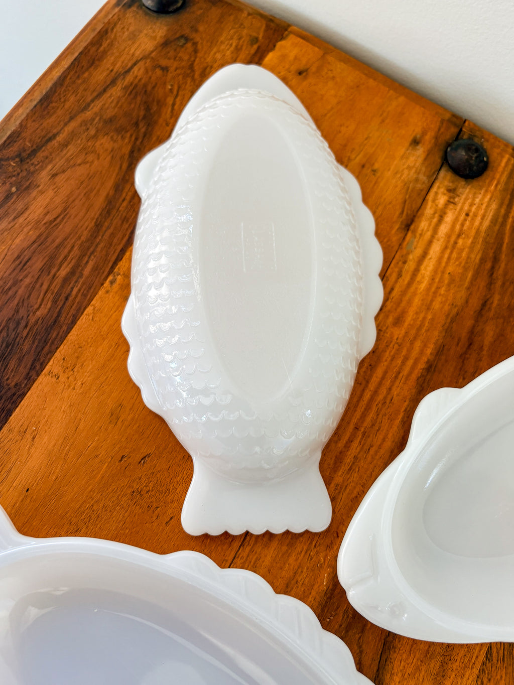 Milk Glass Fish Dish