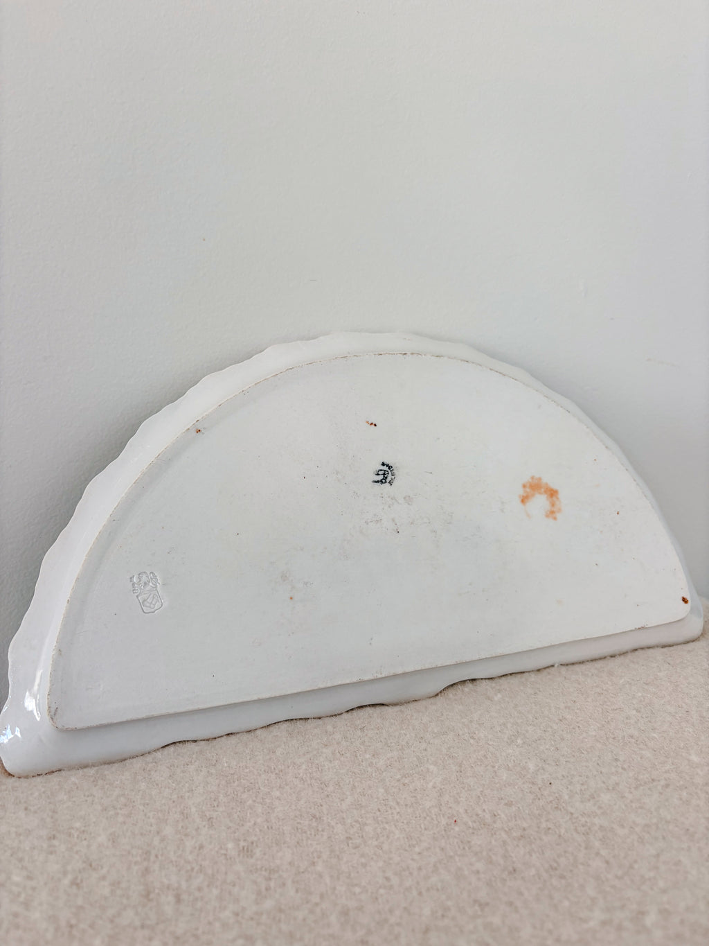 Antique Porcelain Fan Floral Tray