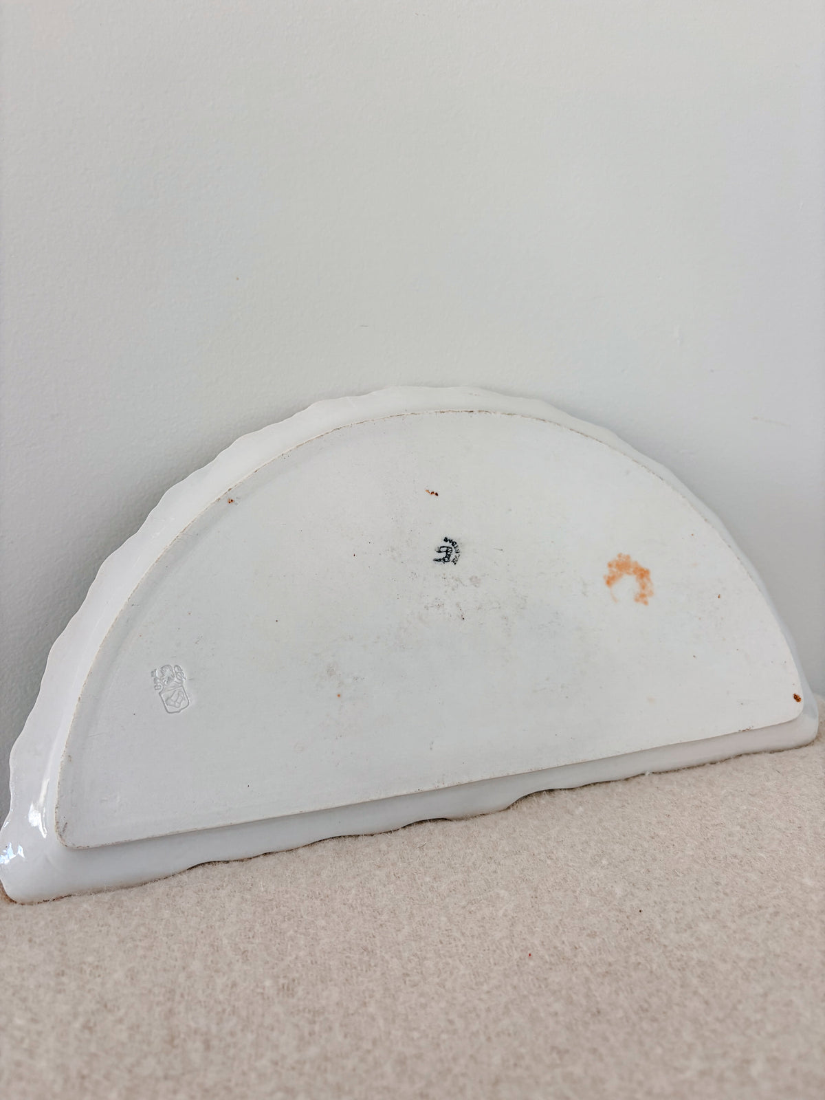 Antique Porcelain Fan Floral Tray