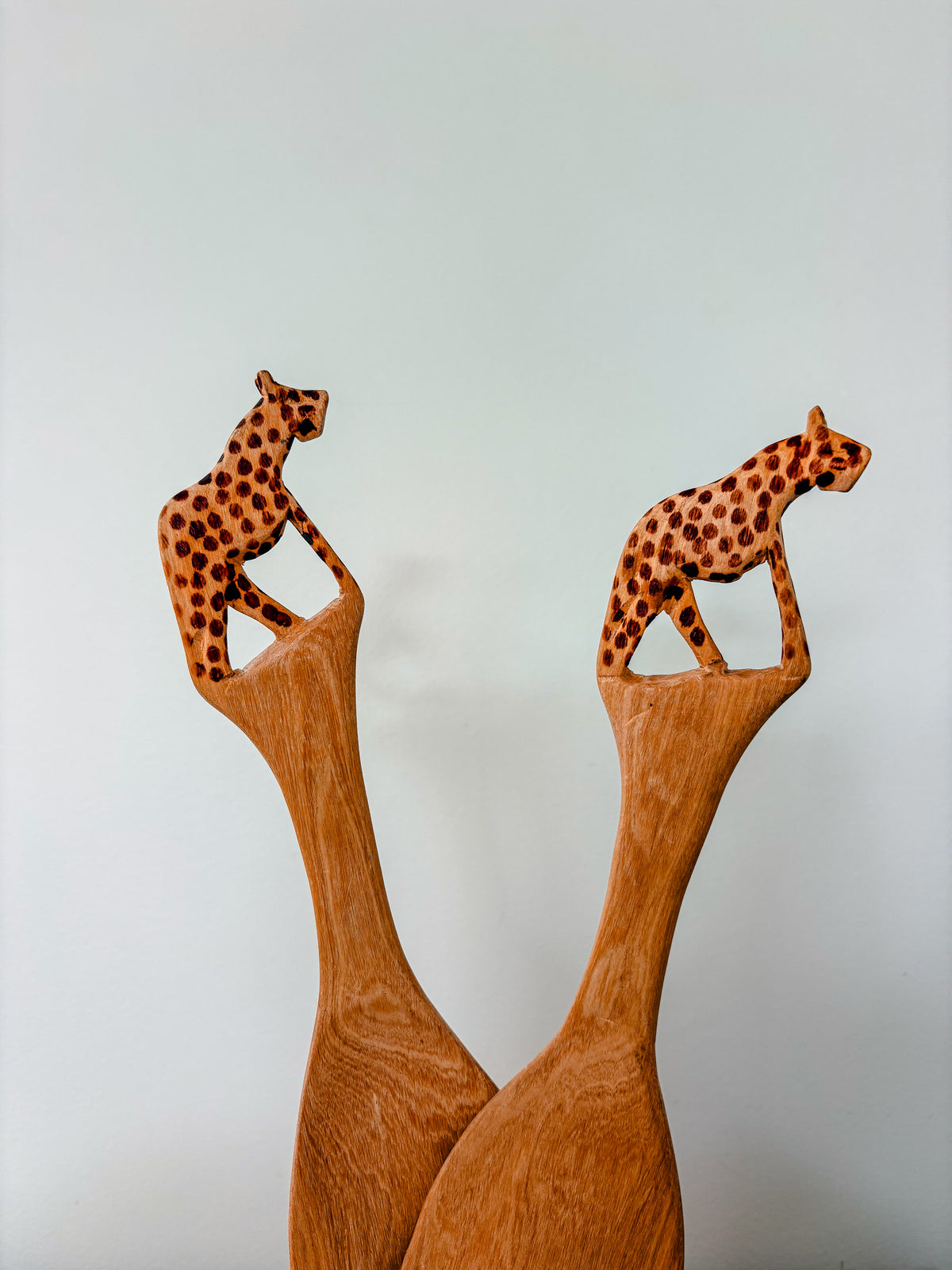 Cheetah Wooden Salad Servers