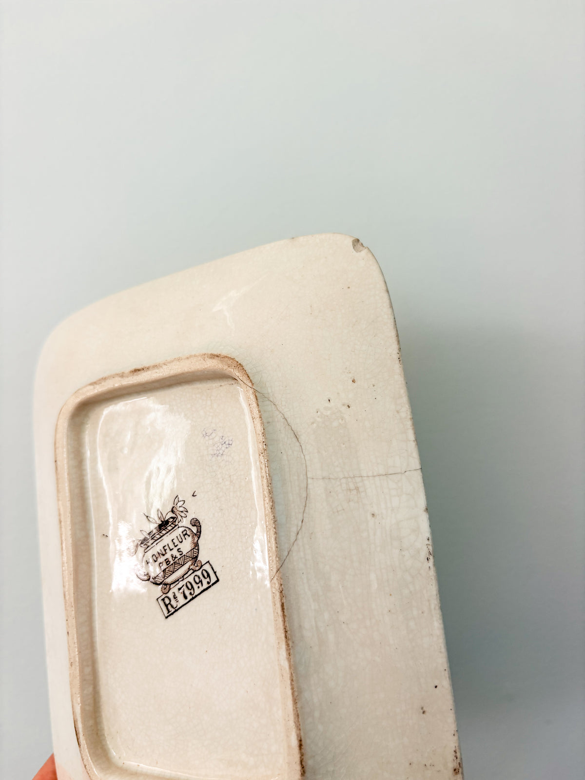 Antique Honfleur Stoneware Dish