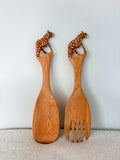 Cheetah Wooden Salad Servers