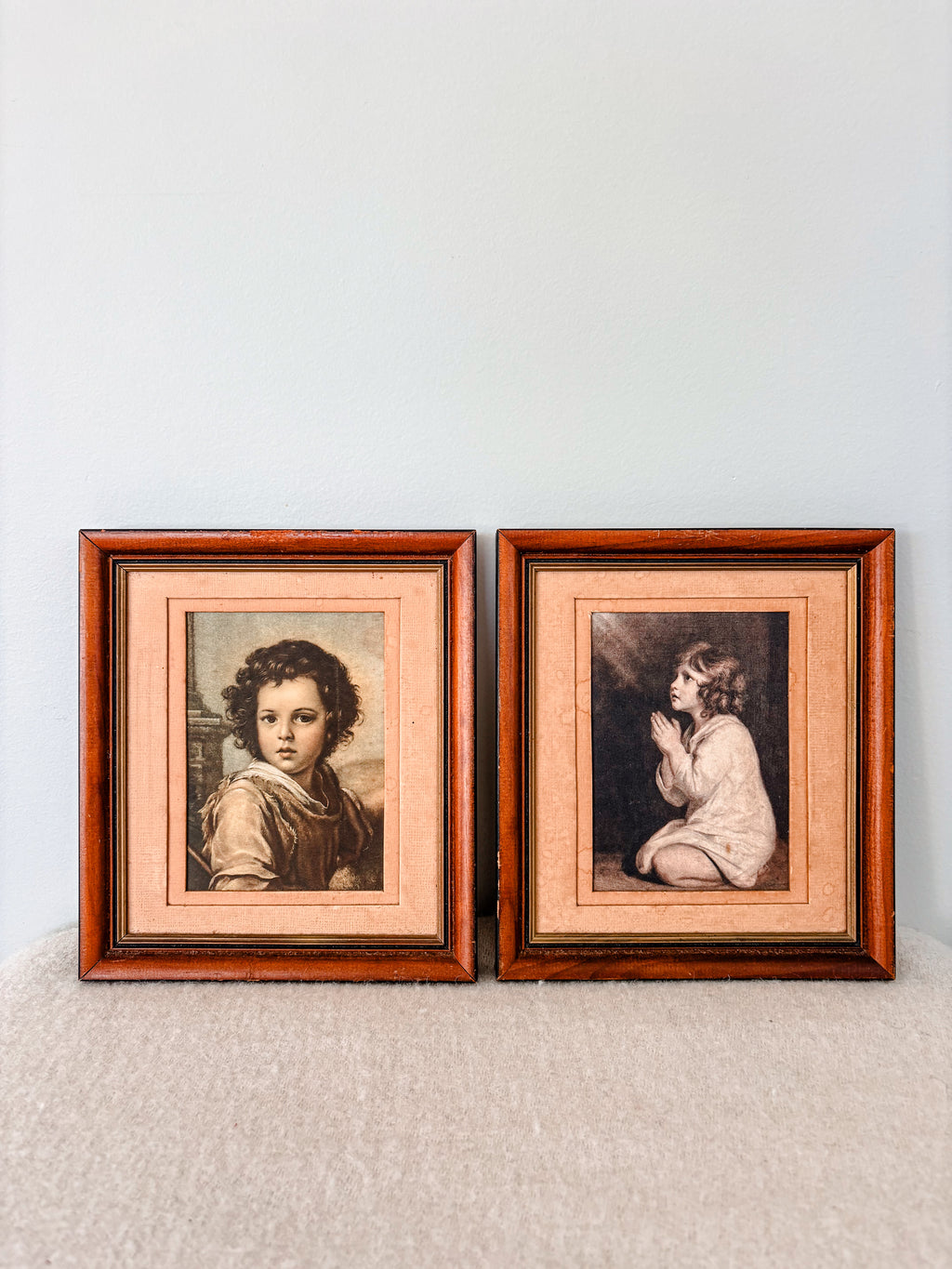 Old Prints on Satin Framed