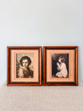 Old Prints on Satin Framed