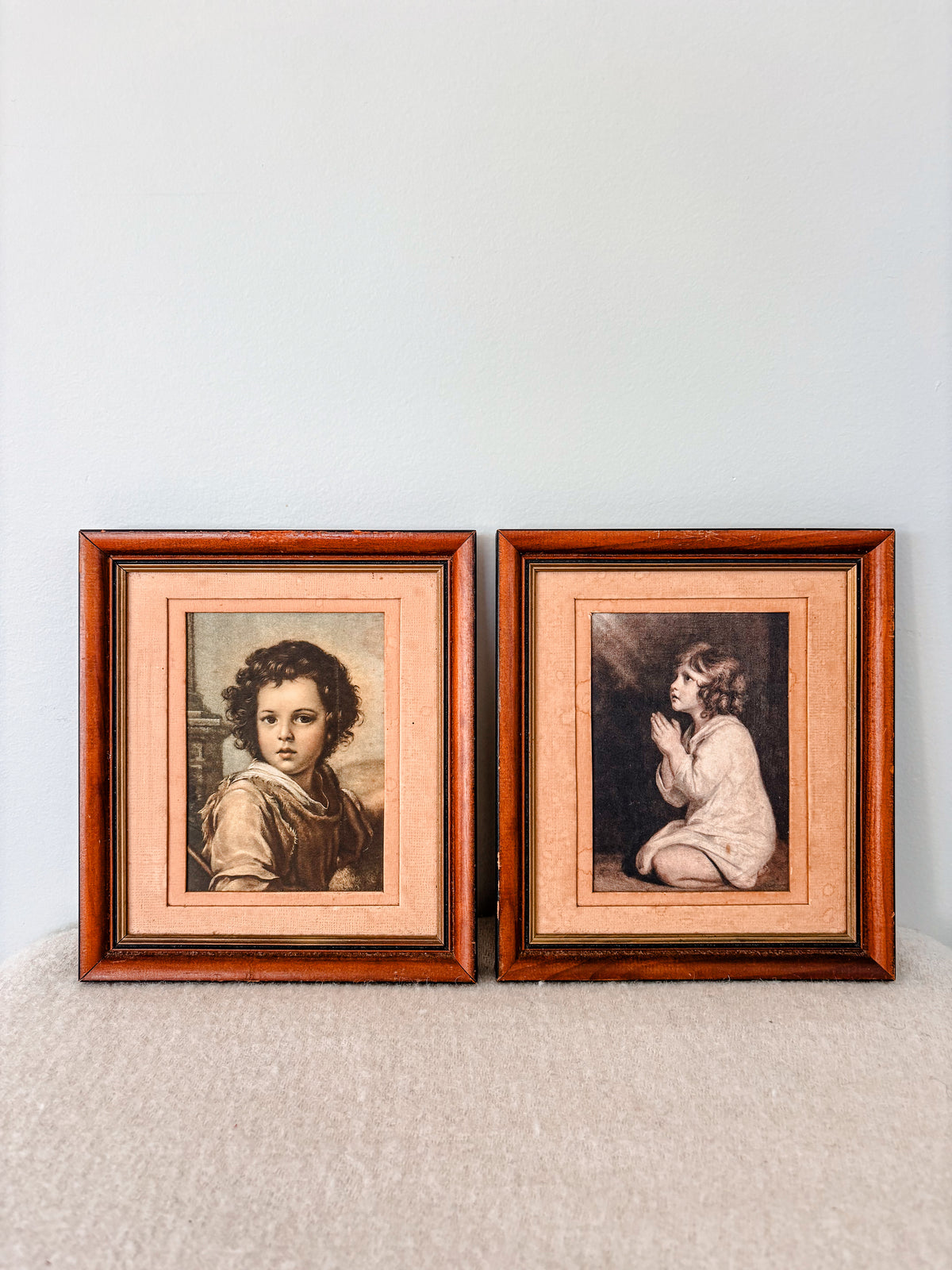 Old Prints on Satin Framed